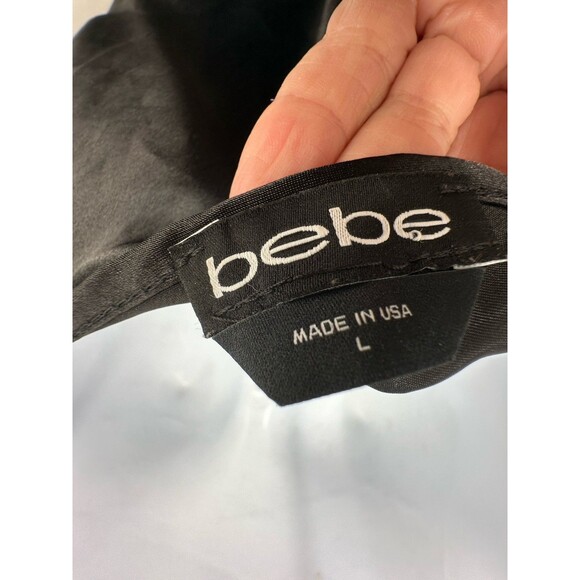 Vtg Bebe Womens Black Satin Slip Dress Size L Cowl Neck Midi Glam Party Holiday - Picture 4 of 9